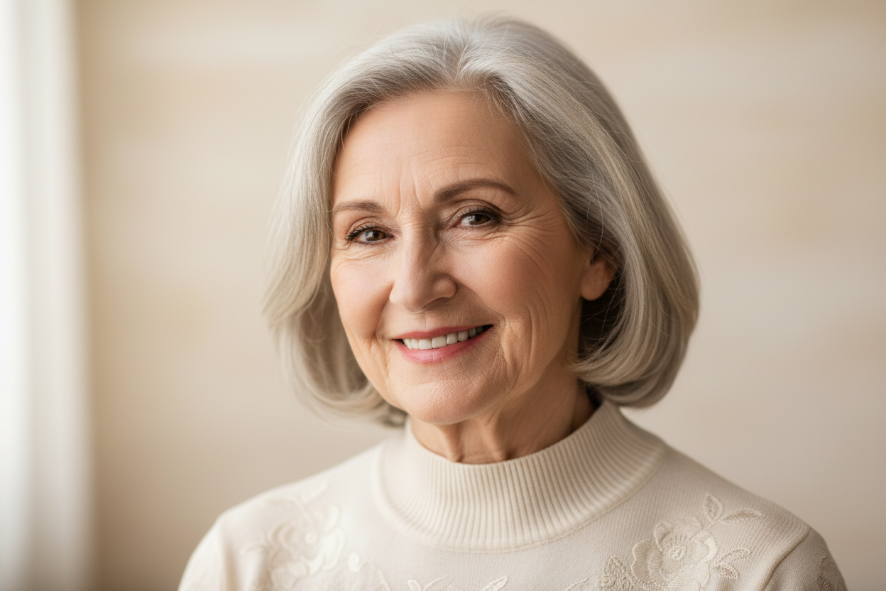 这太吓人了，换个真人，老太太有皱纹